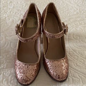 Rose gold sparkle platform heels size 9